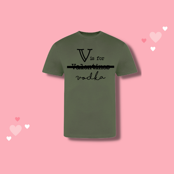 Galentines day gift, Personalised t-shirt V is for Vodka