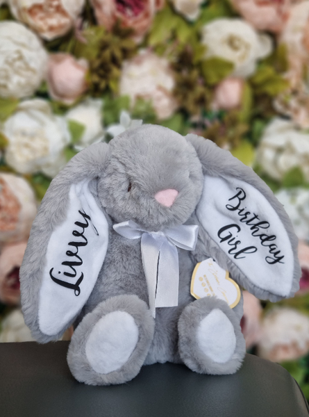 Personalised Eco Friendly Grey Bunny with White Ears