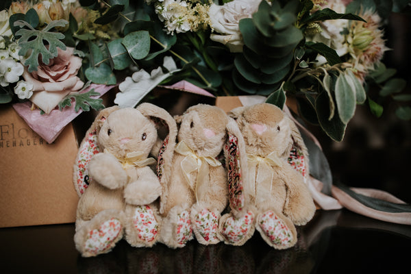 Personalised Beige Floral Eared Bunny for Page Boy Proposals