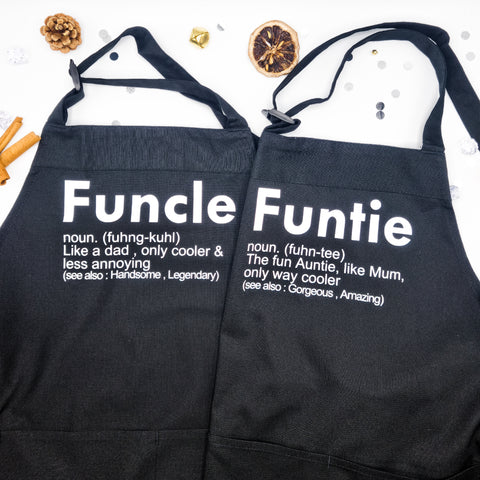 Personalised Fun Auntie & Uncle Aprons Gift Set