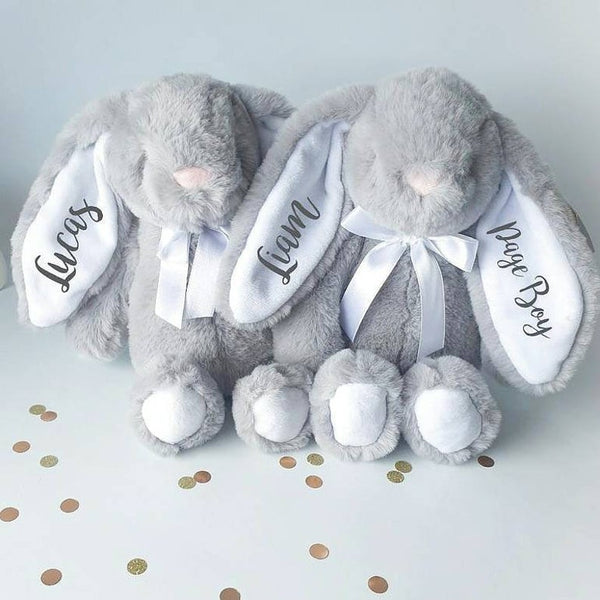 Personalised Grey with White Ears Bunny for Page Boy Gifts