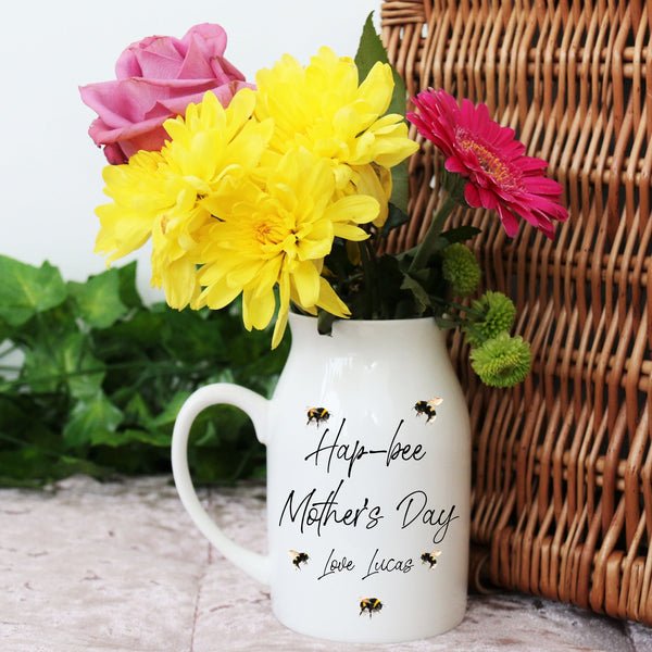 Hap-bee mothers Day Design Personalised Handle Vase