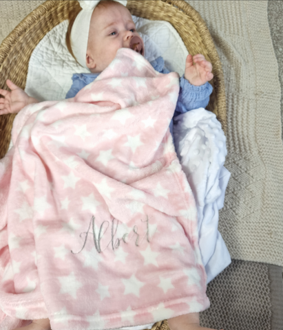 Personalised New Baby Starry Blanket